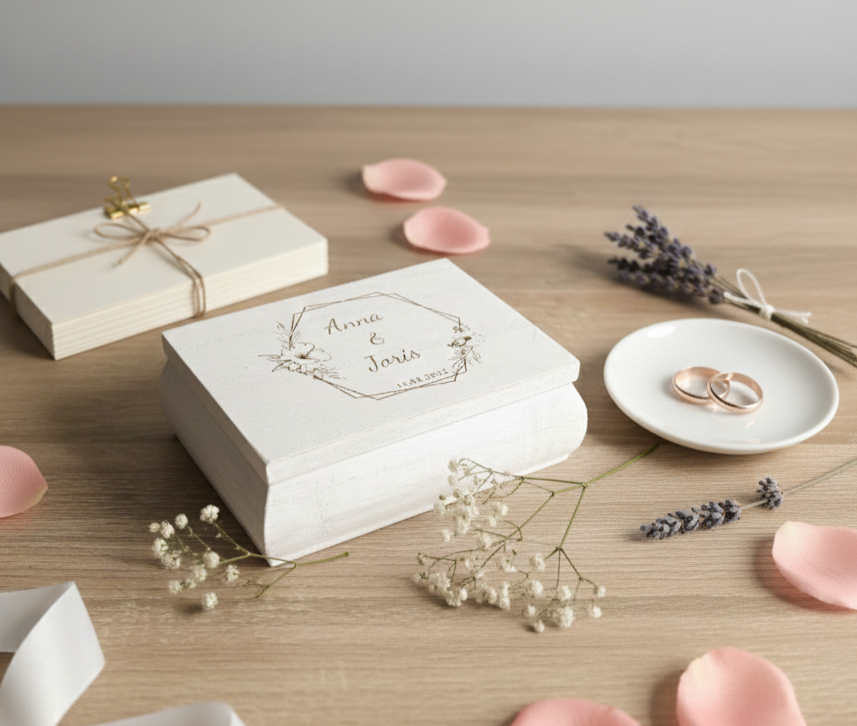 Boîte à alliance coffret Rustique en bois à personnaliser
