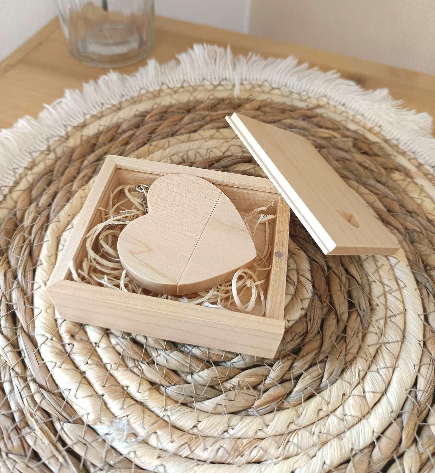 Coffret clé USB de 32Go en bois de Érable, Coeur - Atelier Eli'magine
