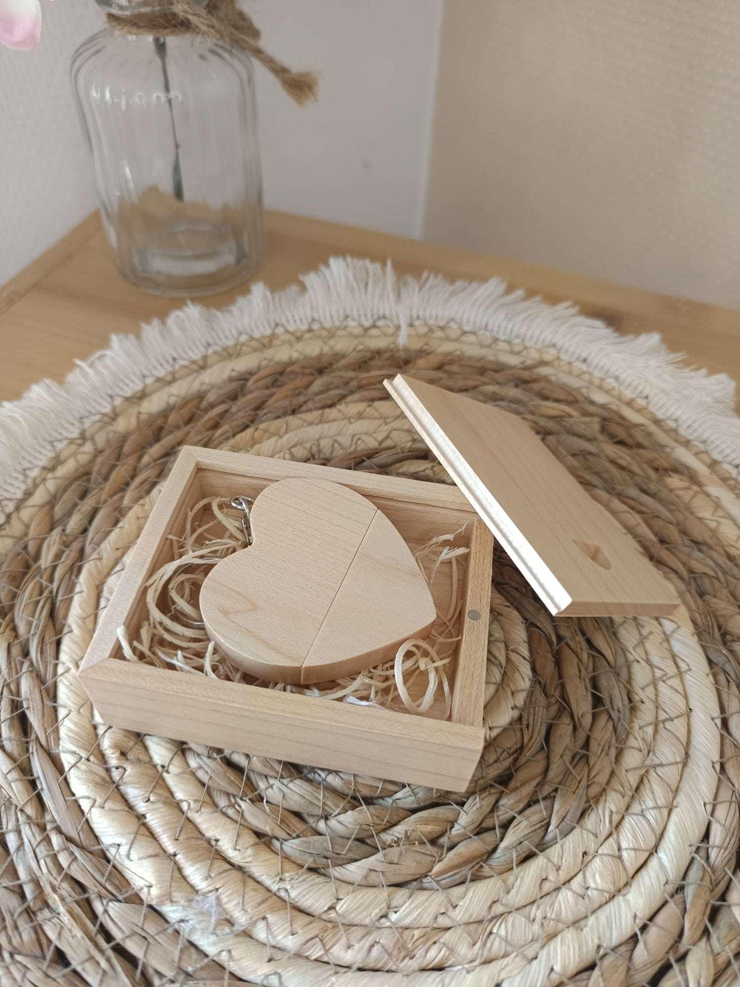 Coffret clé USB de 32Go en bois de Érable, Coeur - Atelier Eli'magine