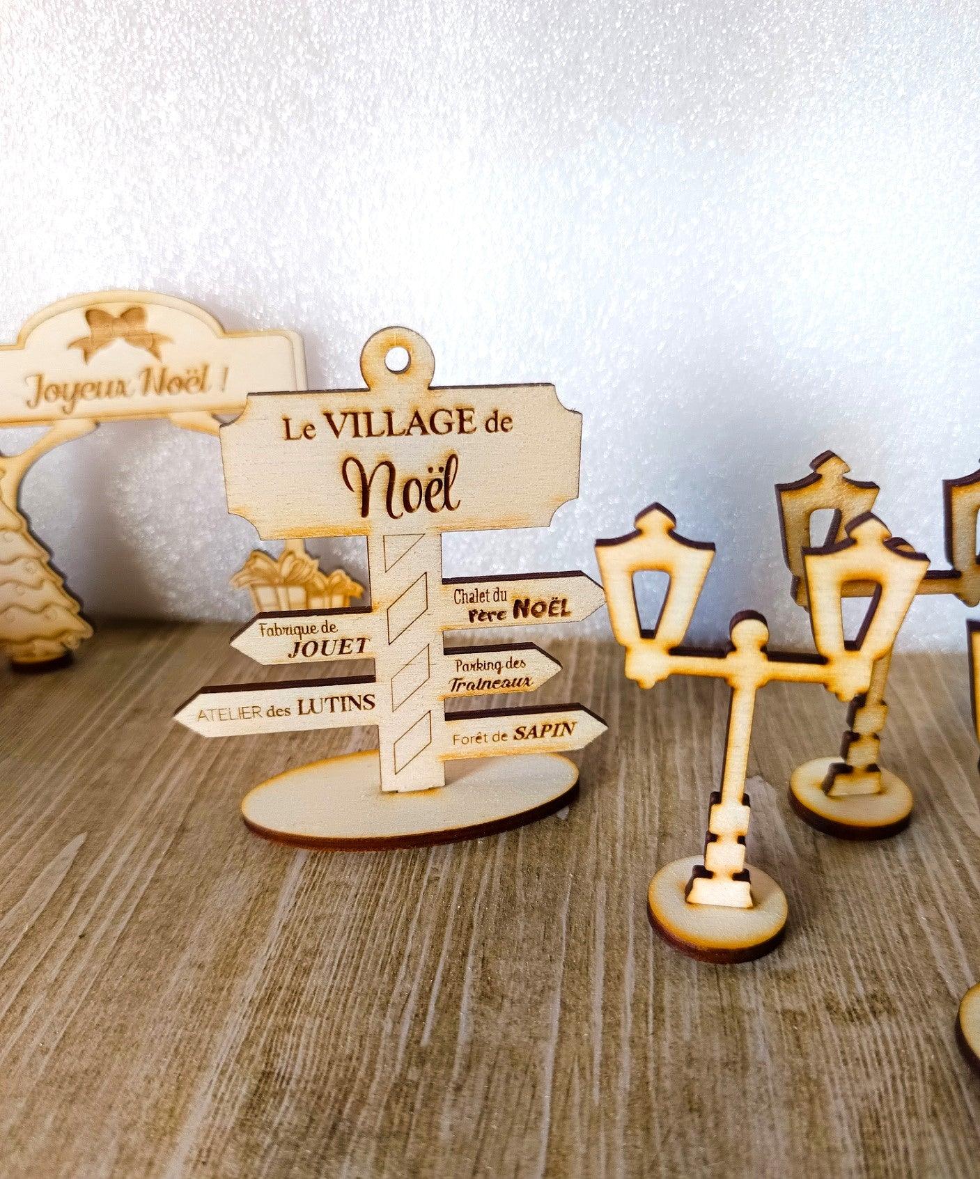 Accessoires en bois pour village de noël - Atelier Eli'magine