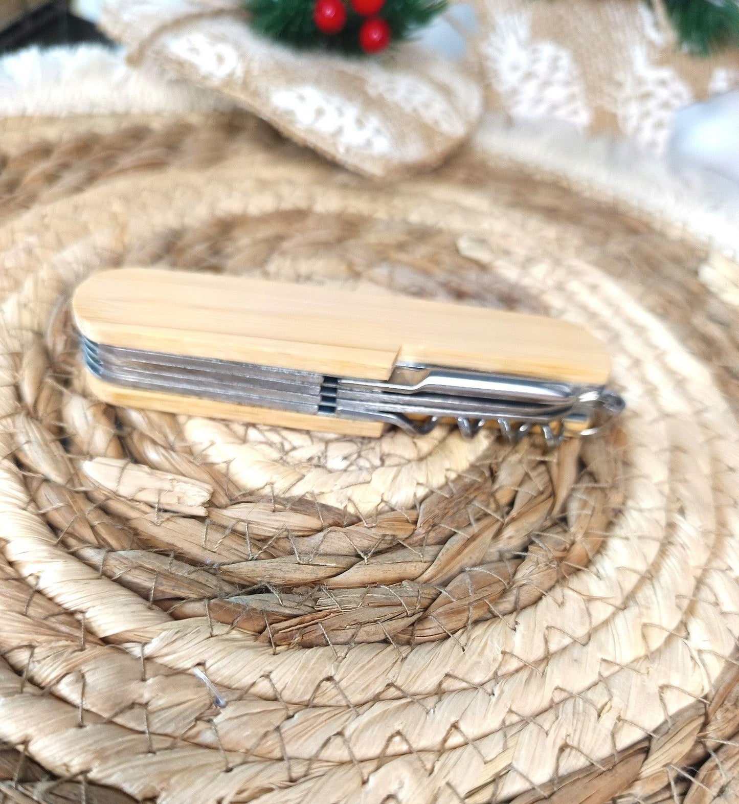 Couteau à outils multifonctionnel personnalisé en bambou - Atelier Eli'magine