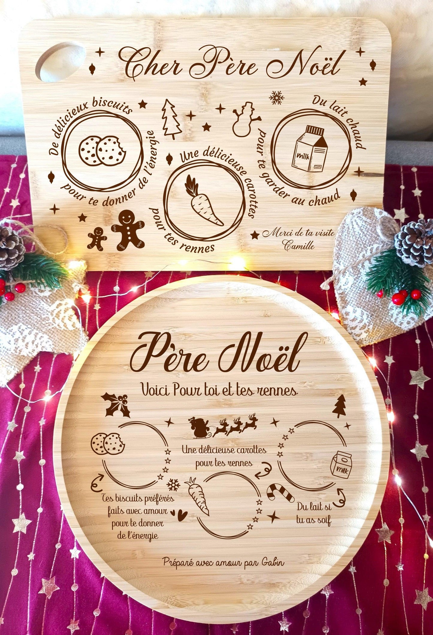 Plateau du père Noël - Planche de Noël - Collation des renne - Atelier Eli'magine