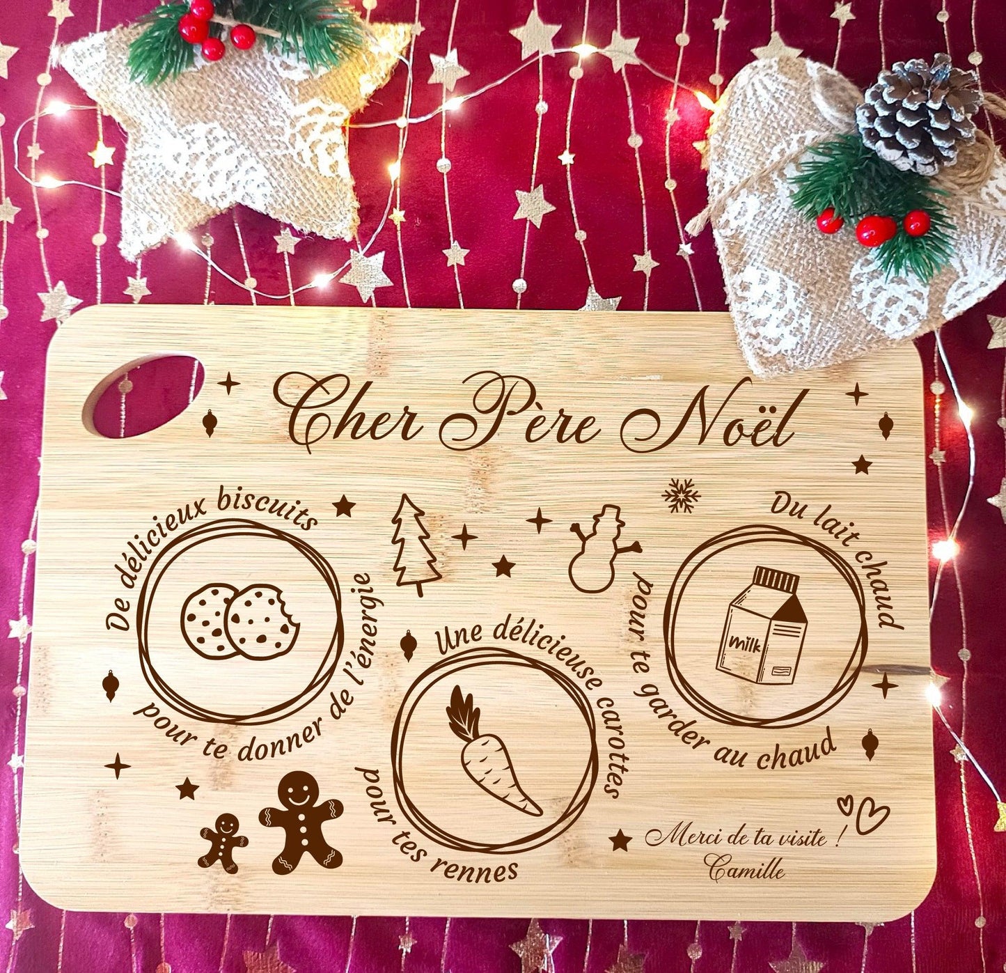 Plateau du père Noël - Planche de Noël - Collation des renne - Atelier Eli'magine