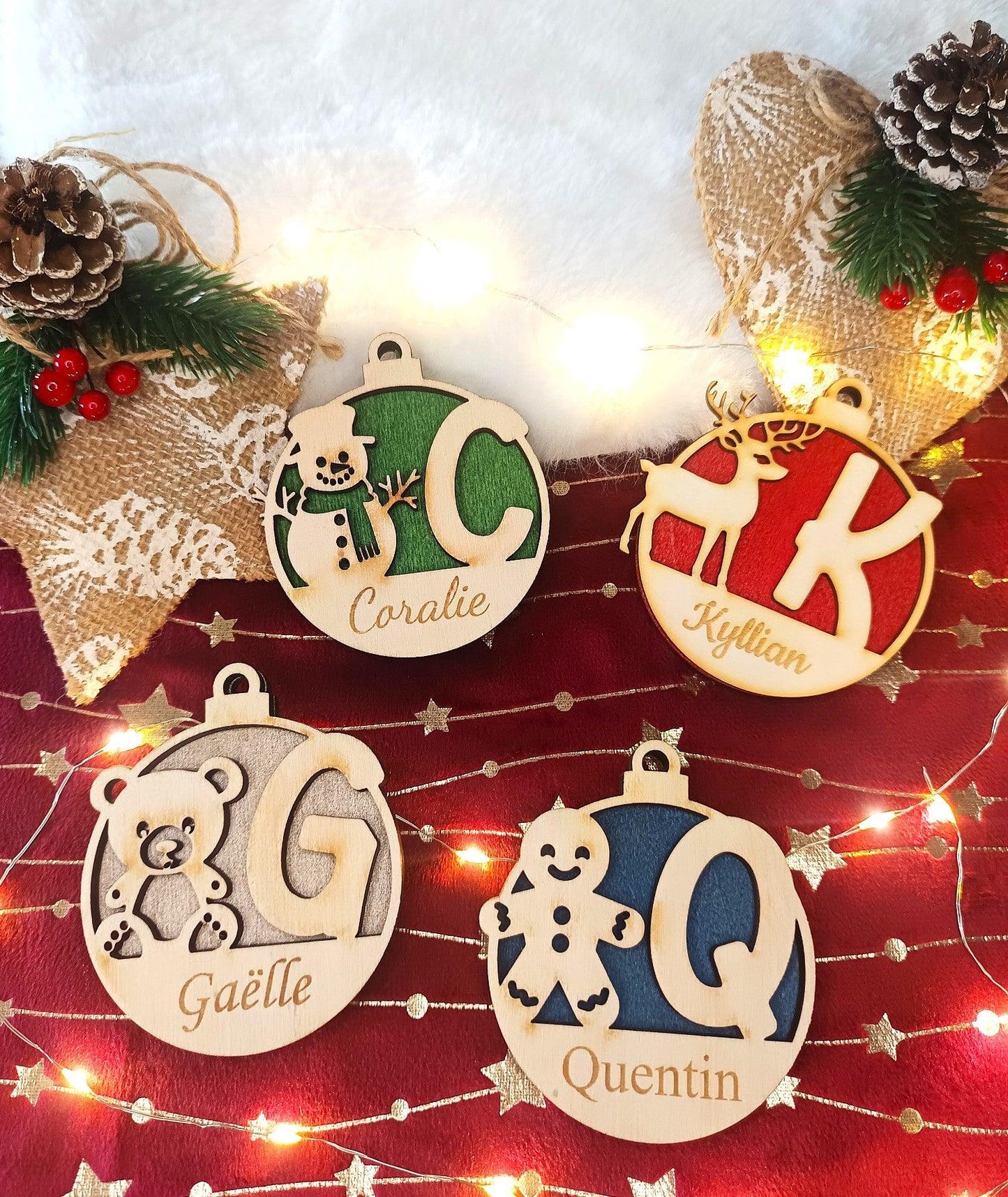 Boule de Noël personnalisée bois - Atelier Eli'magine