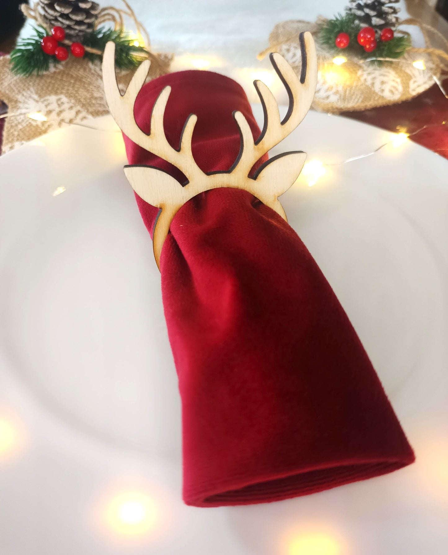 Lot de 4 Ronds de serviette Noël en bois