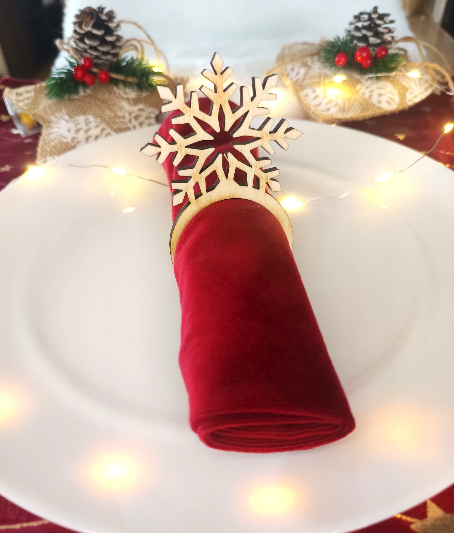Lot de 4 Ronds de serviette Noël en bois