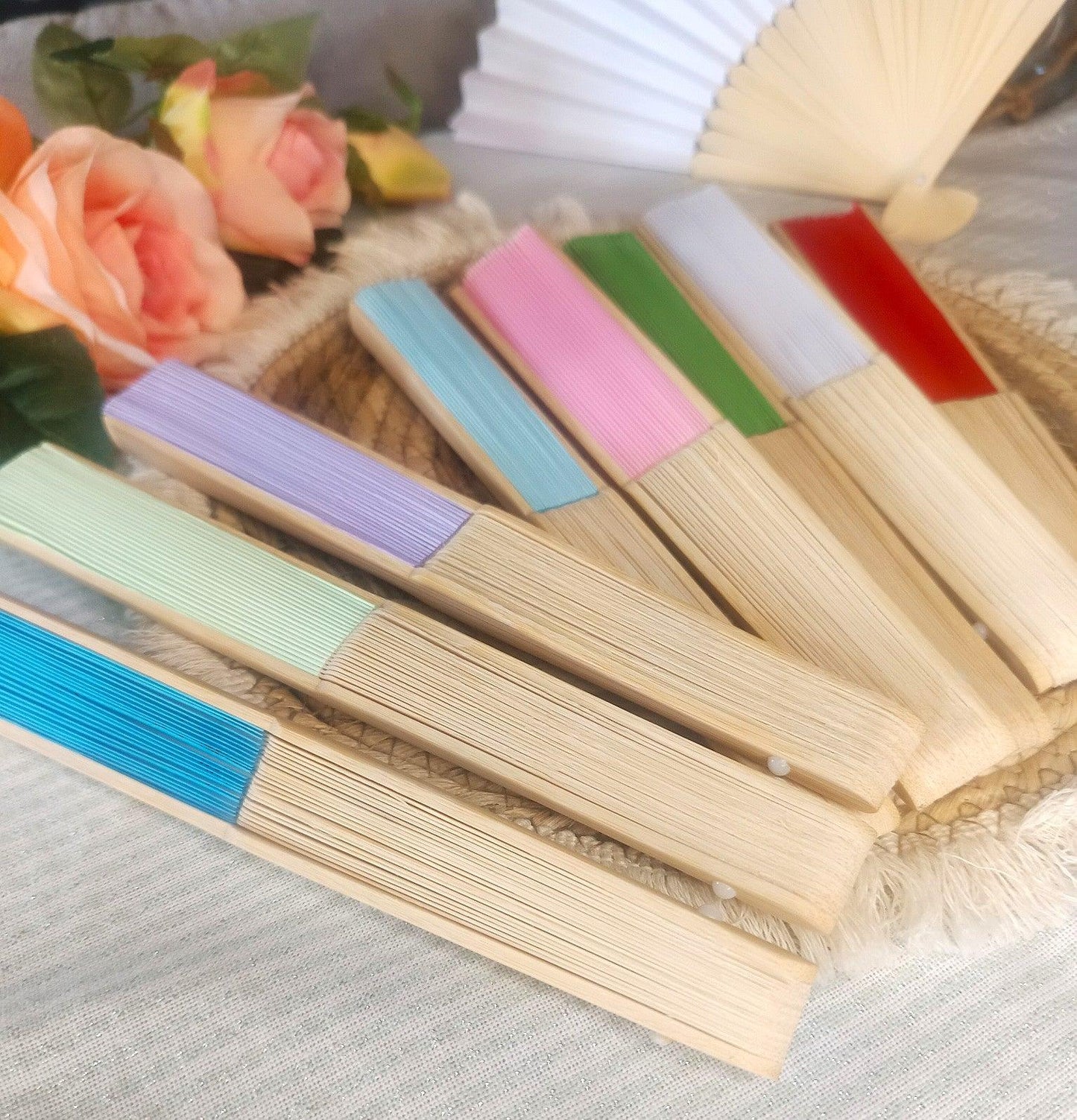 Eventail personnalisé mariage Couleur avec sac organza - Atelier Eli'magine
