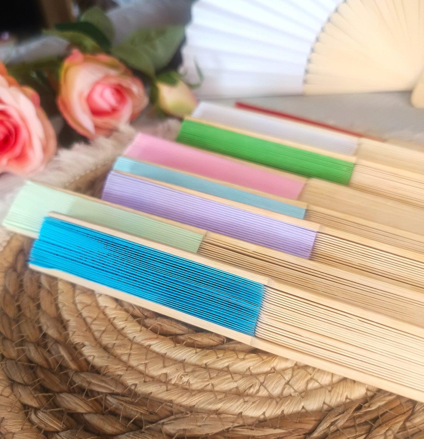Éventails personnalisés avec ruban pour mariage - Atelier Eli'magine