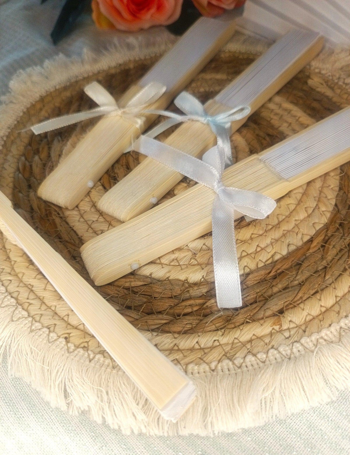 Éventails personnalisés avec ruban pour mariage - Atelier Eli'magine
