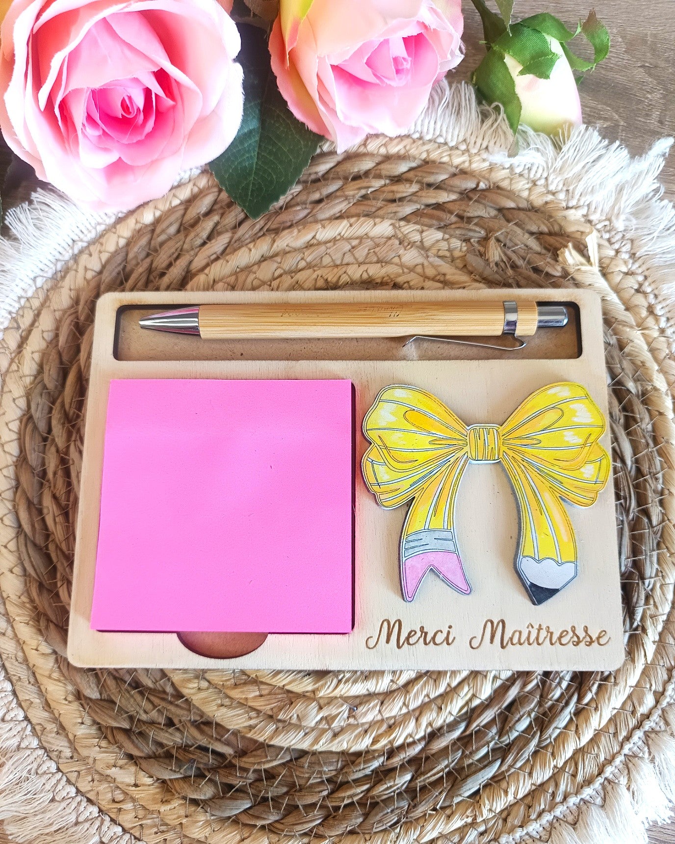 Support post-it personnalisé, bloc note, cadeau de fin d'année scolaire maîtresse/maître/atsem/nounou, cadeau fête des mères/mamie/