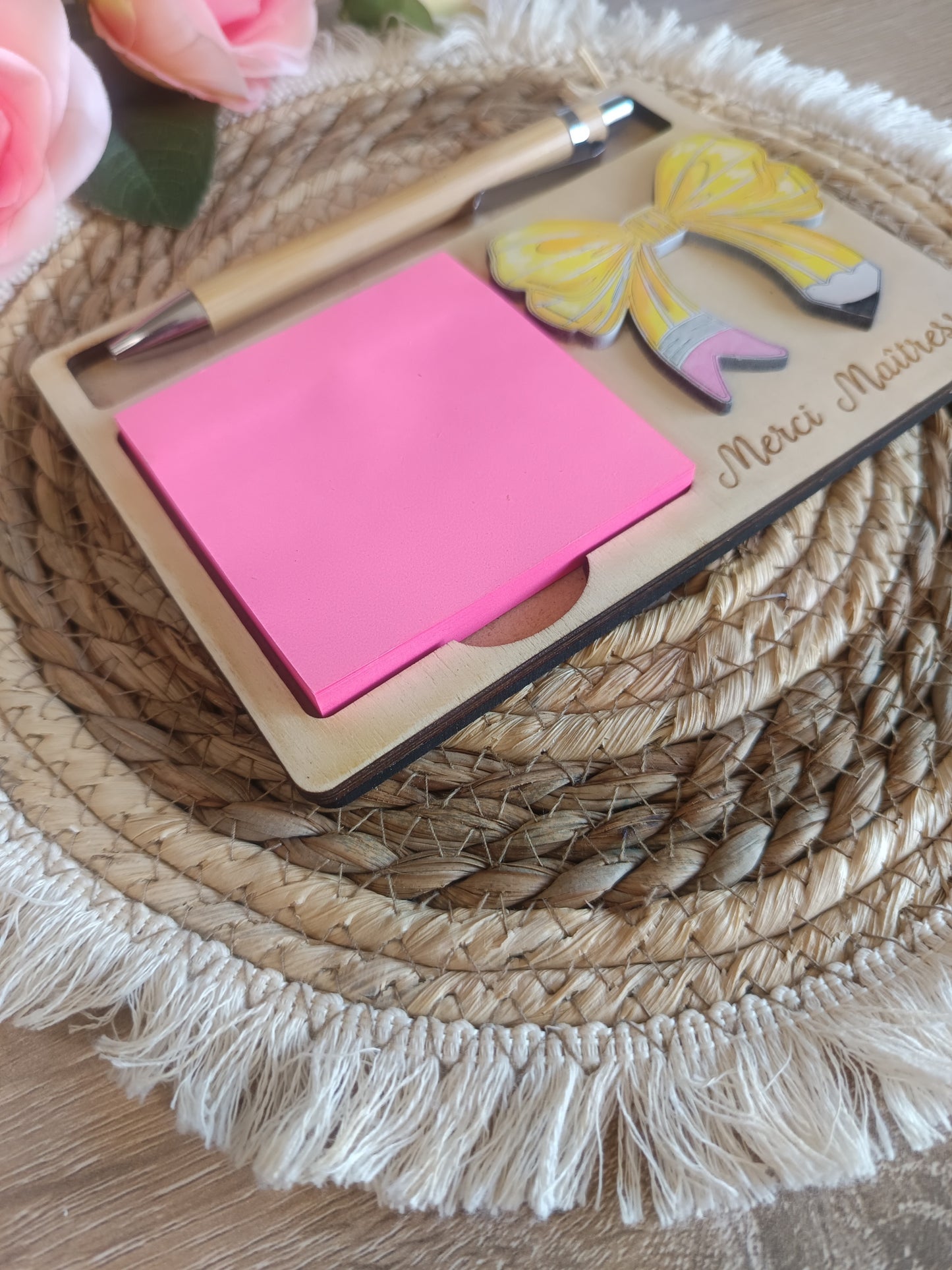 Support post-it personnalisé, bloc note, cadeau de fin d'année scolaire maîtresse/maître/atsem/nounou, cadeau fête des mères/mamie/