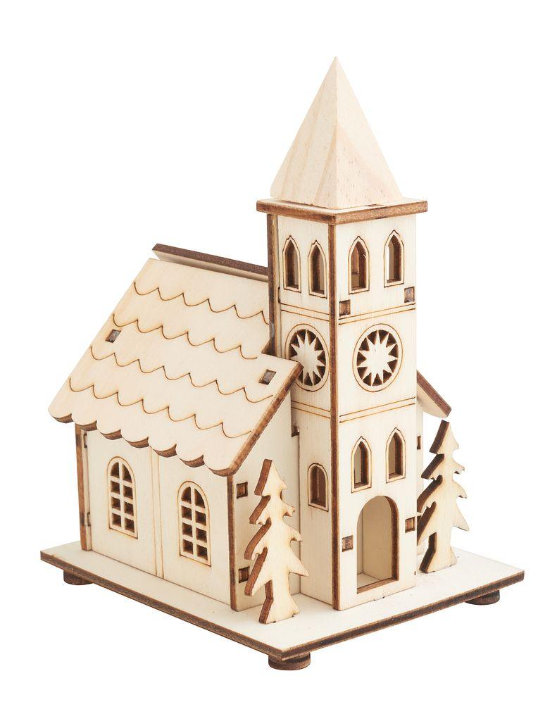 Église en bois, LED incluse - Atelier Eli'magine