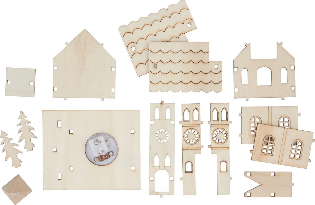 Église en bois, LED incluse - Atelier Eli'magine