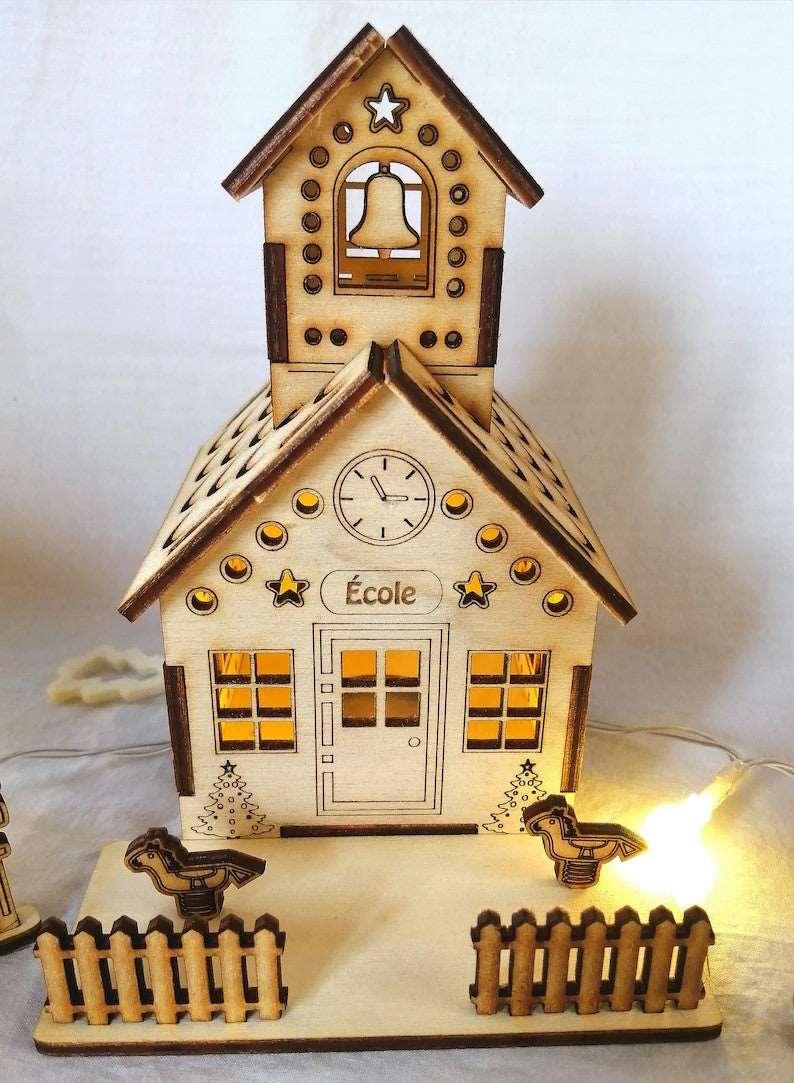 Grande Maison en bois style «Boutiques » village de noël avec LED - Atelier Eli'magine