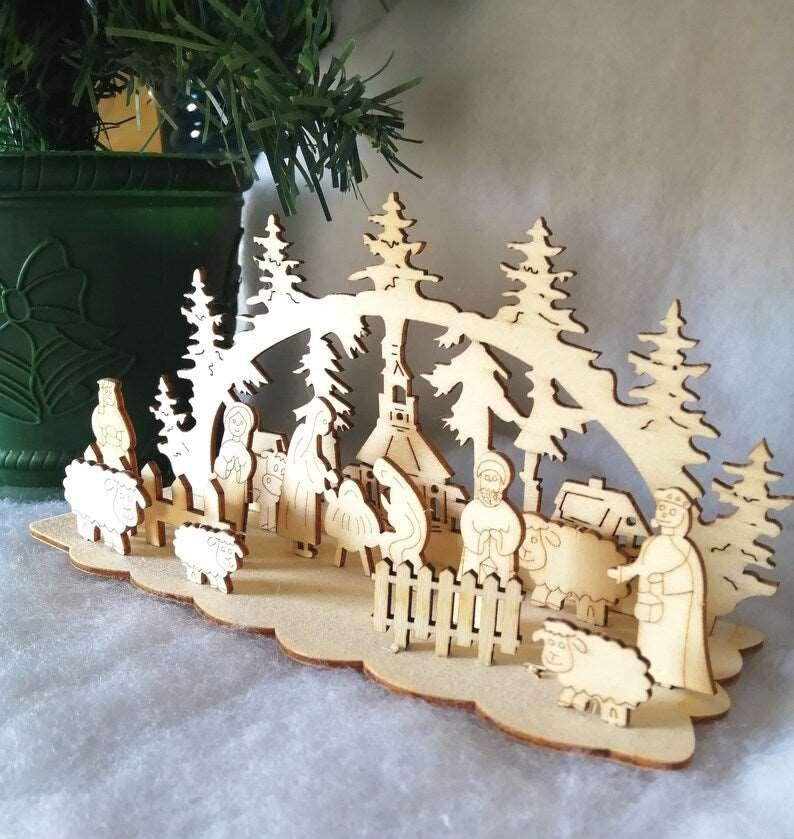 Crèche en bois - 15pc - Atelier Eli'magine