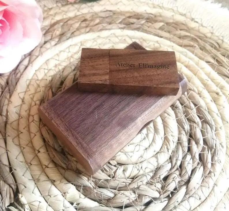 Coffret clé USB 3.0 de 32Go en bois de Noyer à personnaliser - Atelier Eli'magine