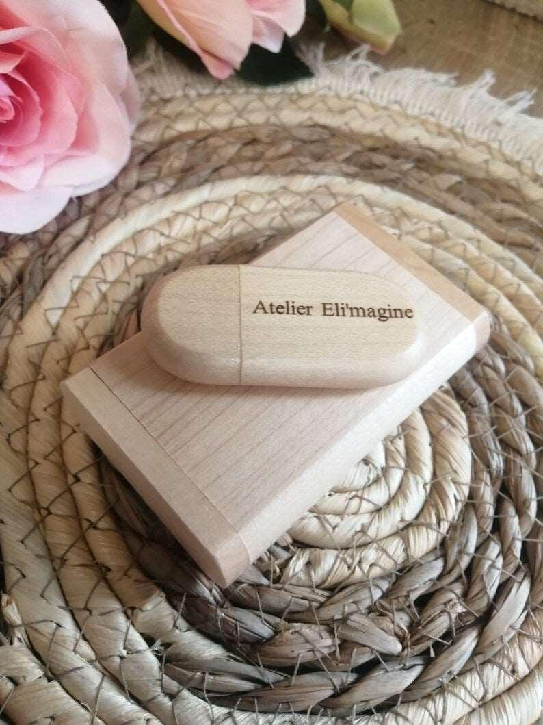 Coffret clé USB de 32Go en bois d'Erable à personnaliser - Atelier Eli'magine