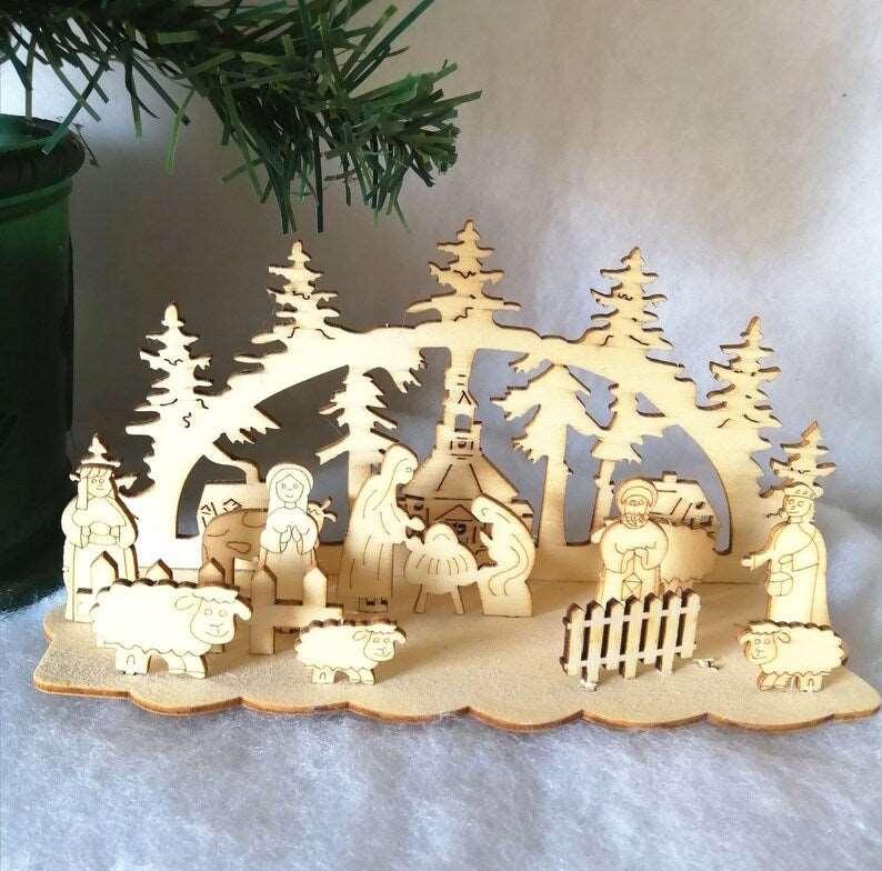 Crèche en bois - 15pc - Atelier Eli'magine