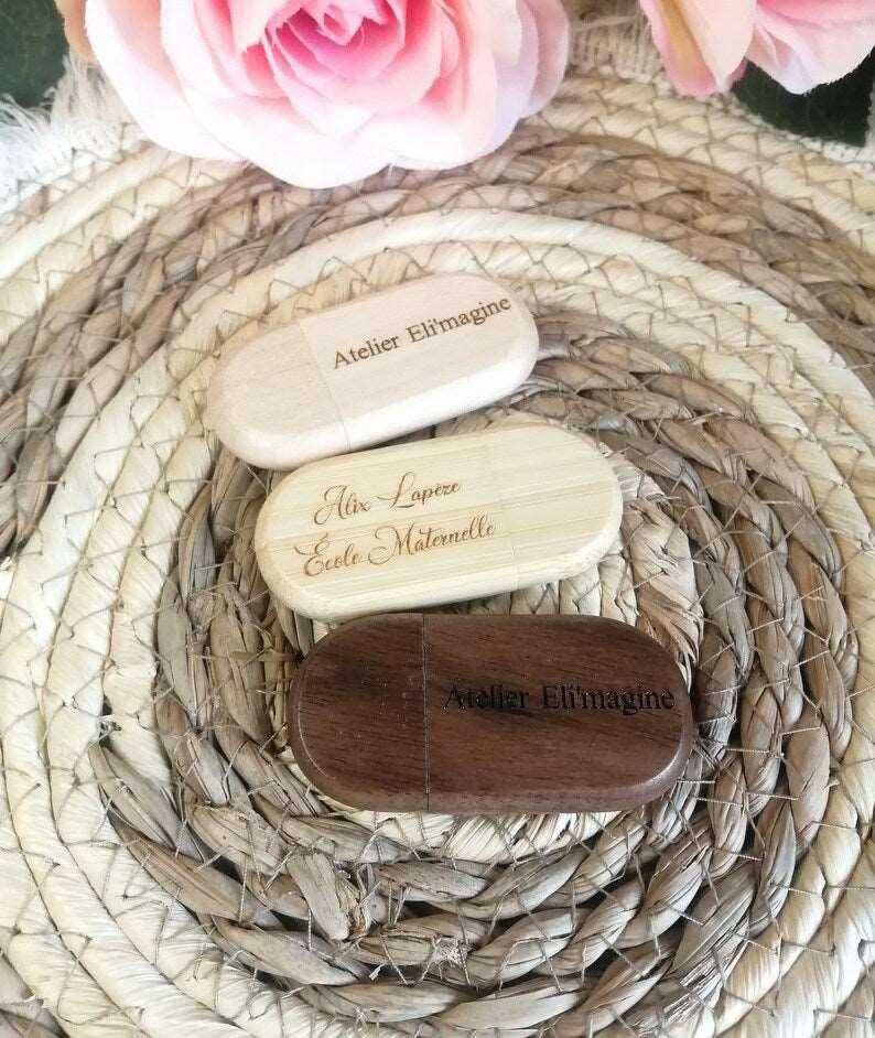 Clé USB 2.0 - 32 Go, 64 Go, 128 Go en bois à personnaliser - Atelier Eli'magine