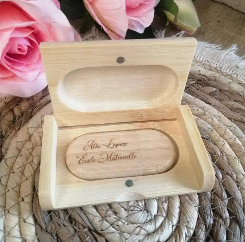 Coffret clé USB de 32Go en bois de bambou à personnaliser - Atelier Eli'magine