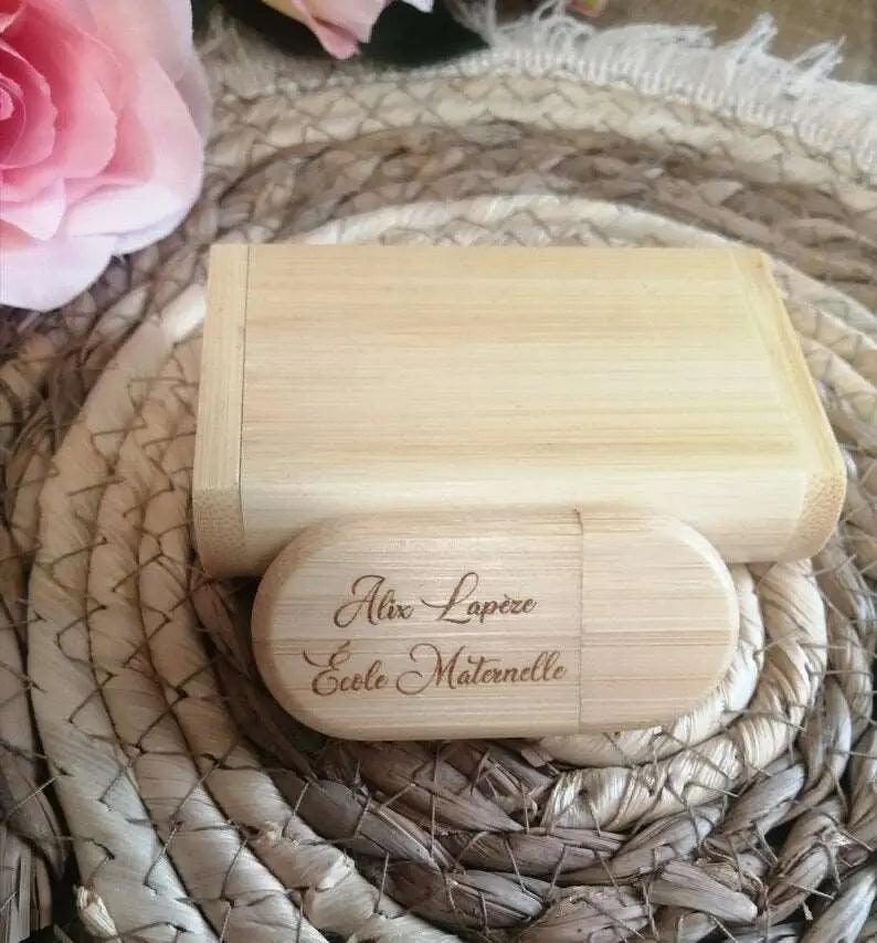 Coffret clé USB de 32Go en bois de bambou à personnaliser - Atelier Eli'magine
