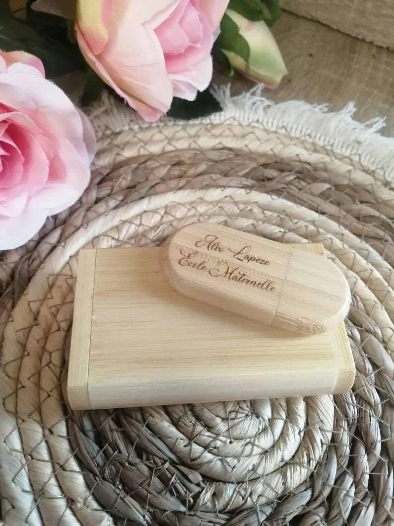 Coffret clé USB de 32Go en bois de bambou à personnaliser - Atelier Eli'magine