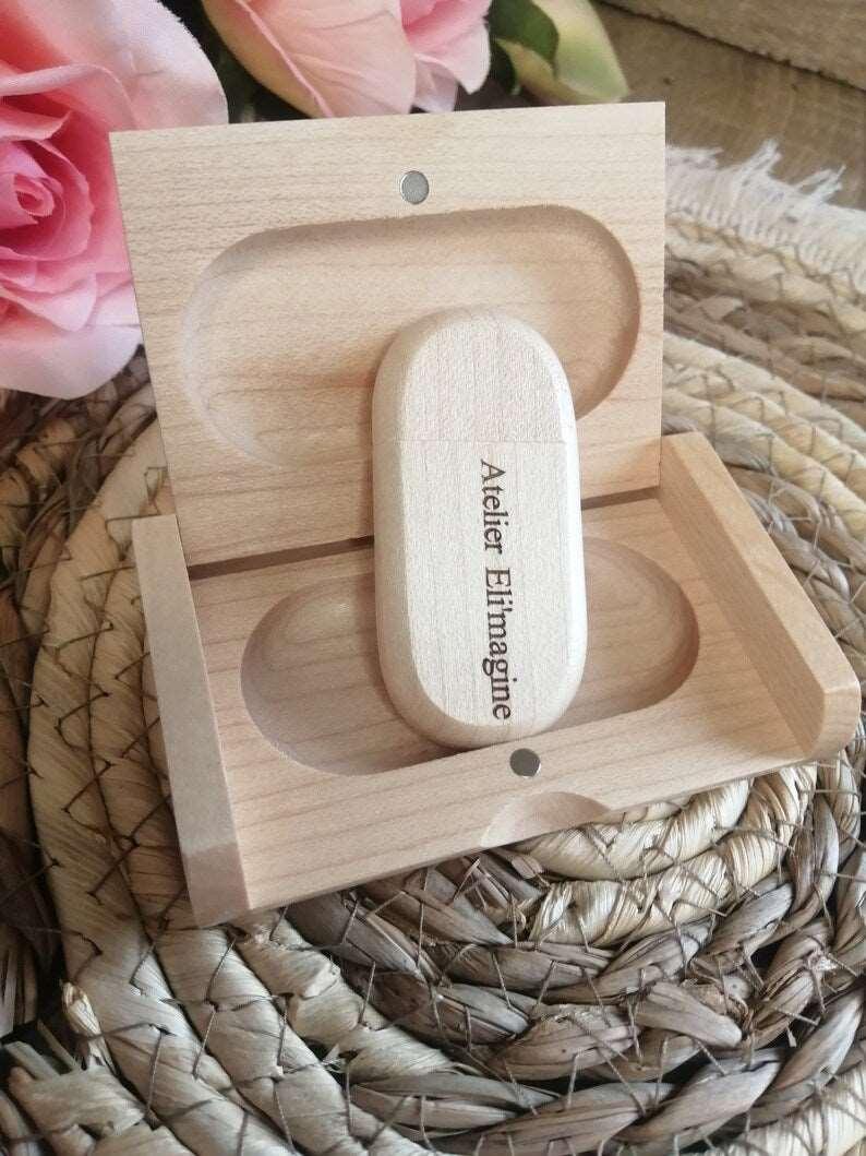 Coffret clé USB de 32Go en bois d'Erable à personnaliser - Atelier Eli'magine