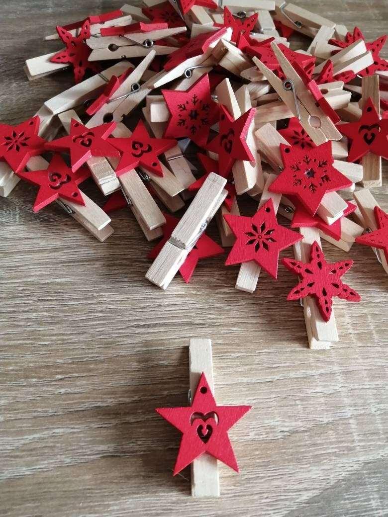 Pince à linge déco Étoiles en bois 6 pcs - Étoiles Noel 4,5 x 3 cm 6 pièces - Atelier Eli'magine