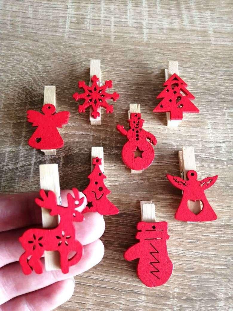 Pince à linge Motifs Noël en bois 6 pcs - motifs Noel 4,5 x 4 cm 6 pièces - Atelier Eli'magine