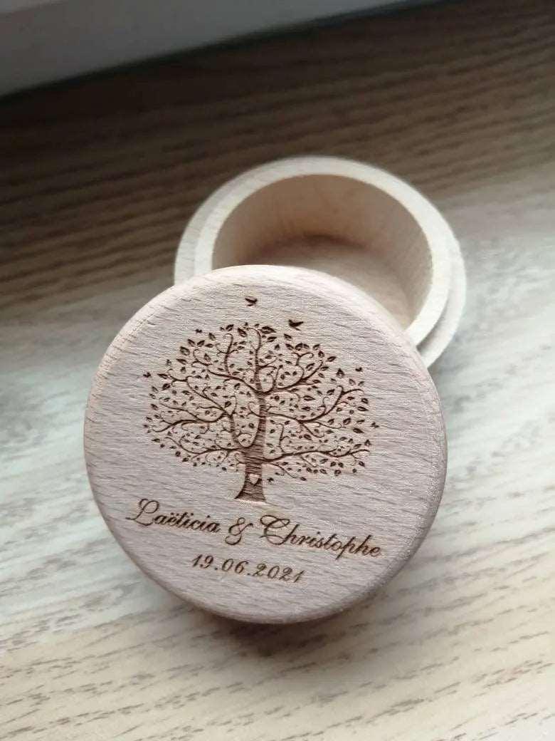 Boîte alliance ronde en bois de hêtre brut - Modèle aux choix - Atelier Eli'magine