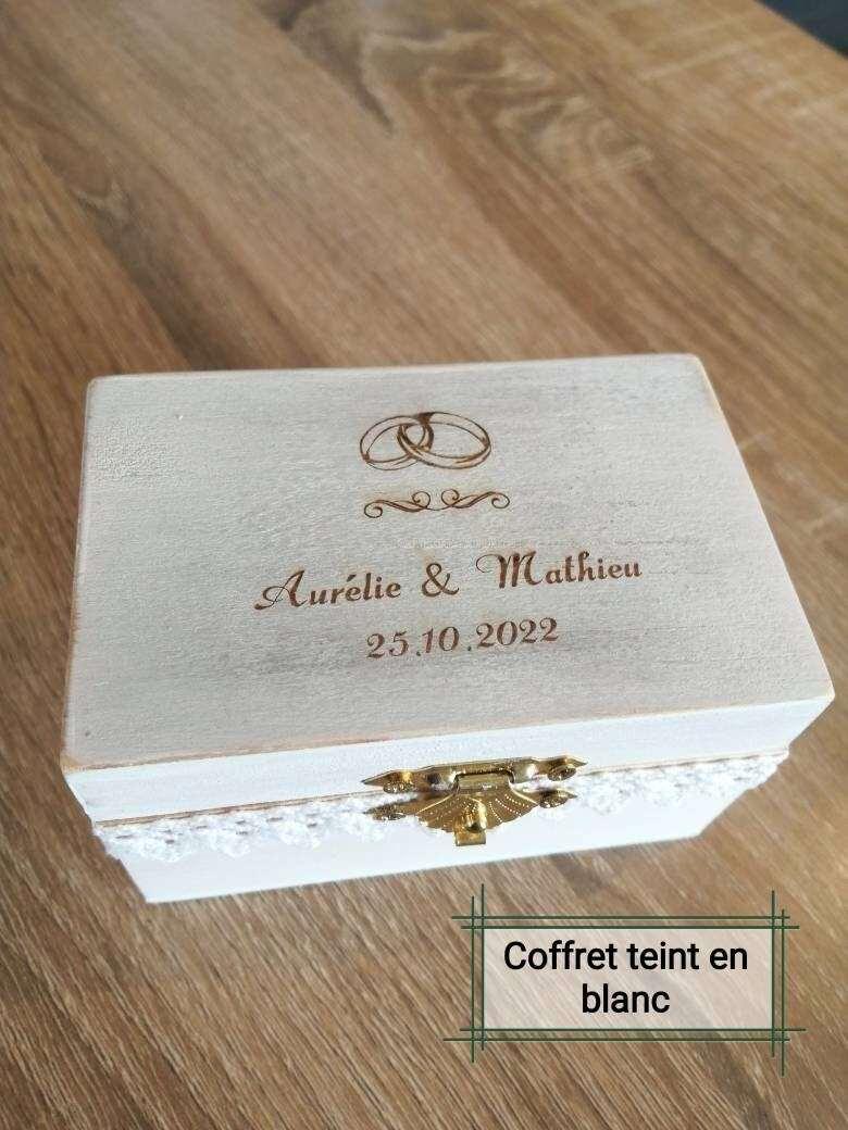Boîte alliance en bois personnalisé rustique style coffret -01 - Atelier Eli'magine