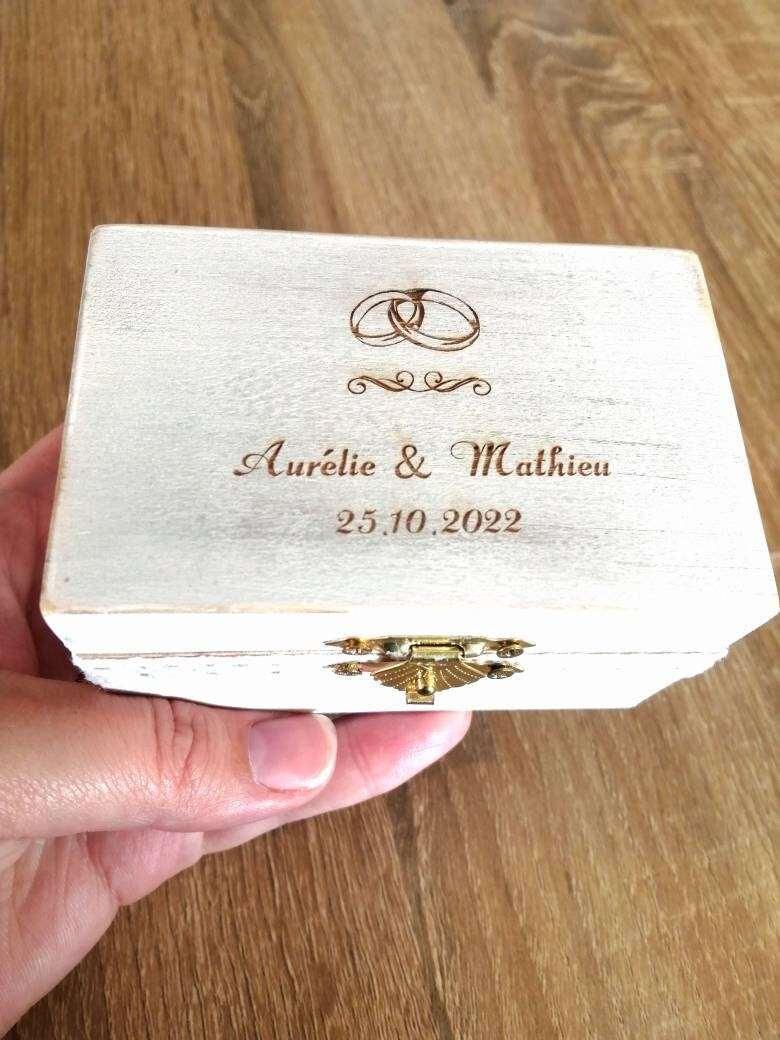 Boîte alliance en bois personnalisé rustique style coffret -01 - Atelier Eli'magine