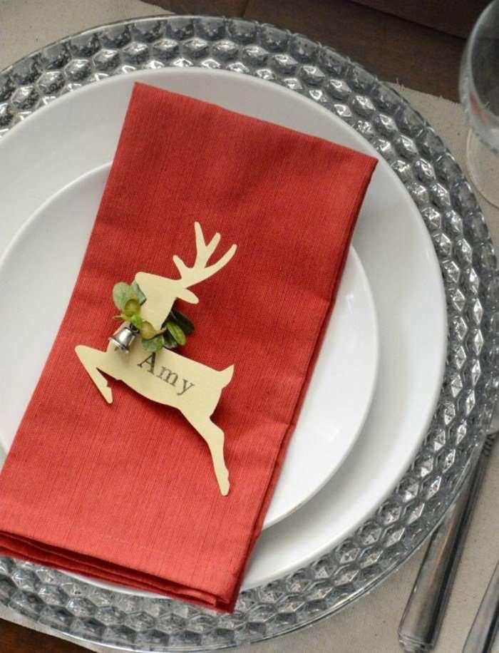 Marque place en bois étiquette forme Noel - Atelier Eli'magine