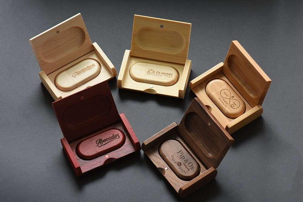 Coffret clé USB de 32Go en bois rouge à personnaliser - Atelier Eli'magine