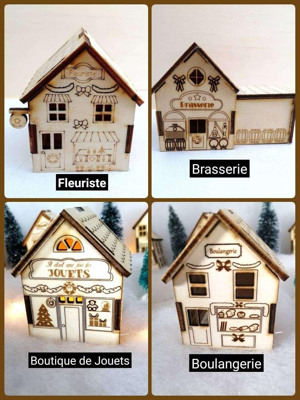 Maison en bois style «Boutiques » village de noël - Atelier Eli'magine