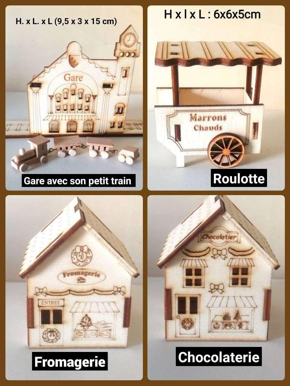 Maison en bois style «Boutiques » village de noël - Atelier Eli'magine