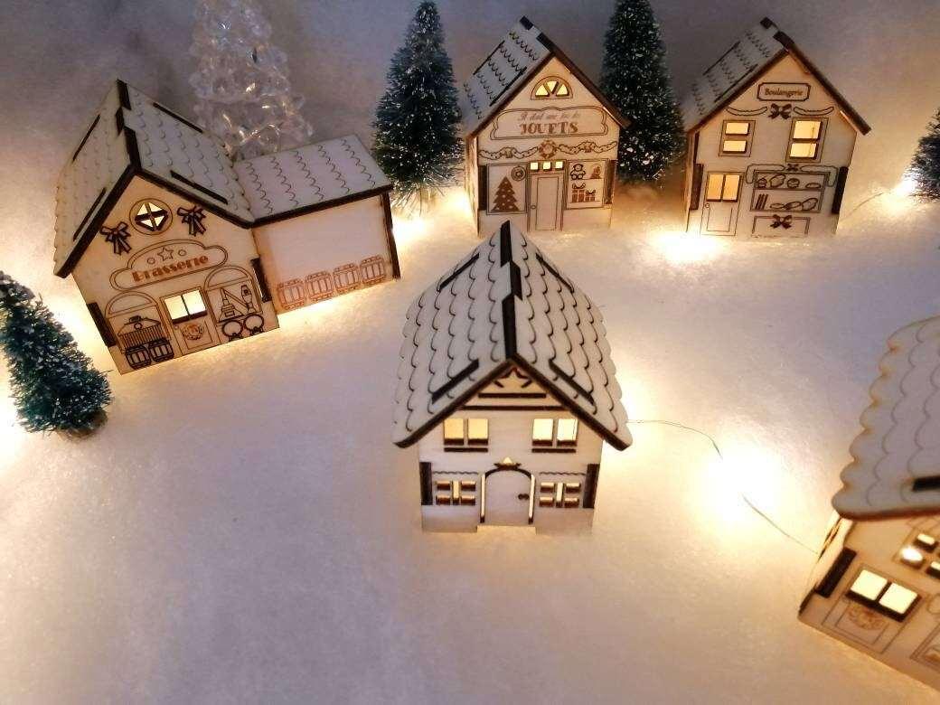 Maison en bois style «Boutiques » village de noël - Atelier Eli'magine