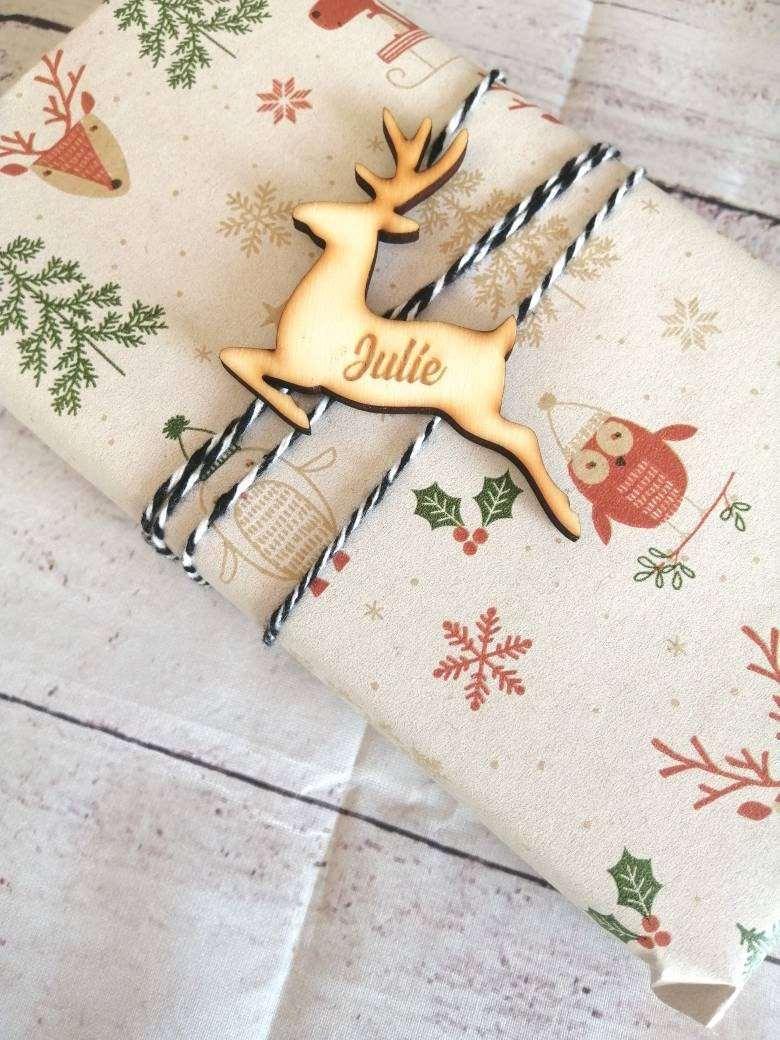 Marque place en bois étiquette forme Noel - Atelier Eli'magine