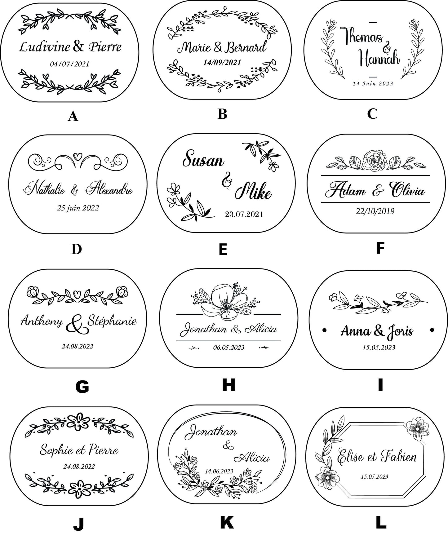 Boîte alliance à personnaliser Ovale en Noyer - Atelier Eli'magine
