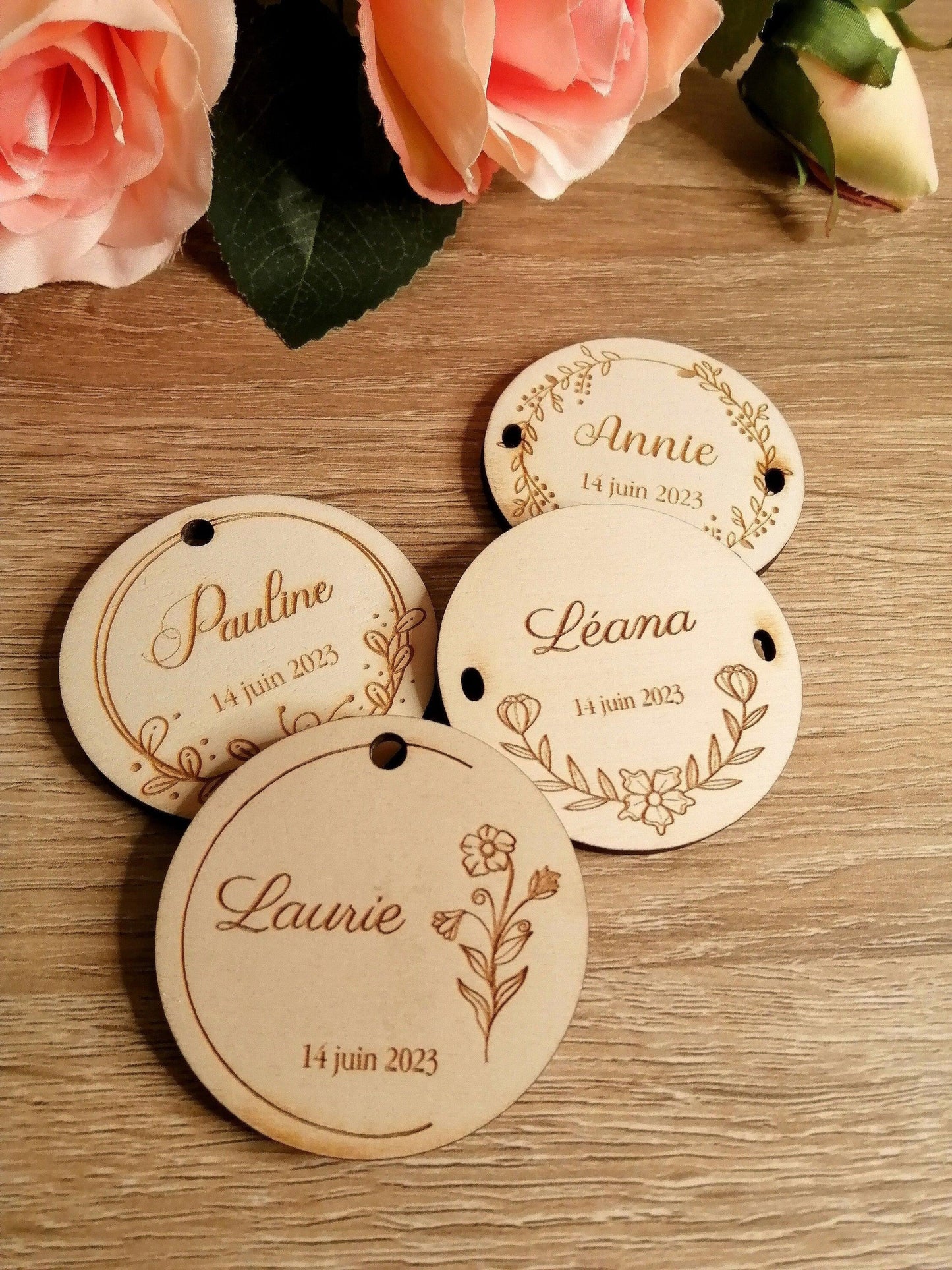 Marque place en bois rond - Atelier Eli'magine