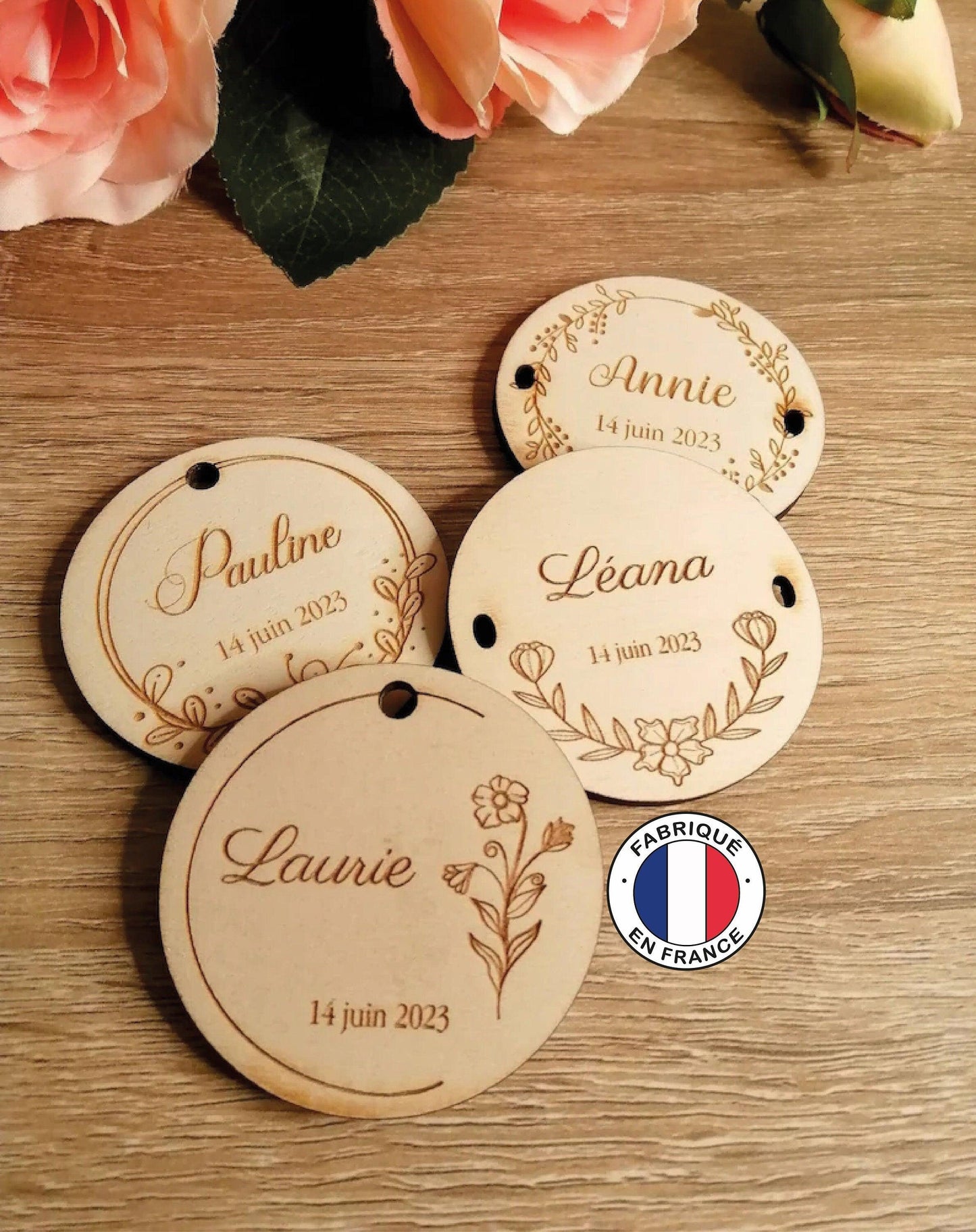 Marque place en bois rond - Atelier Eli'magine