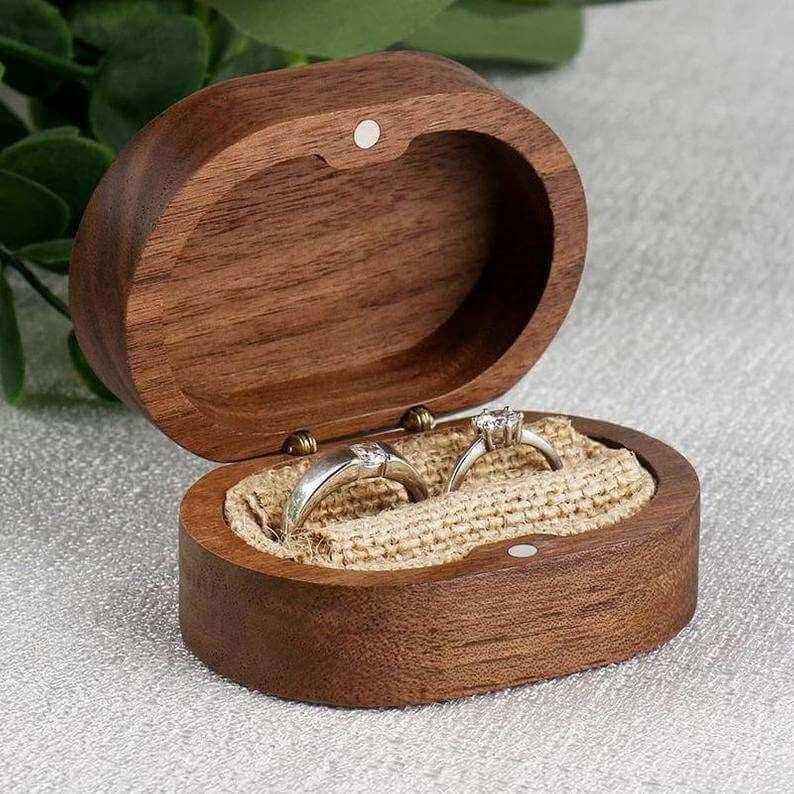 Boîte alliance à personnaliser Ovale en Noyer - Atelier Eli'magine