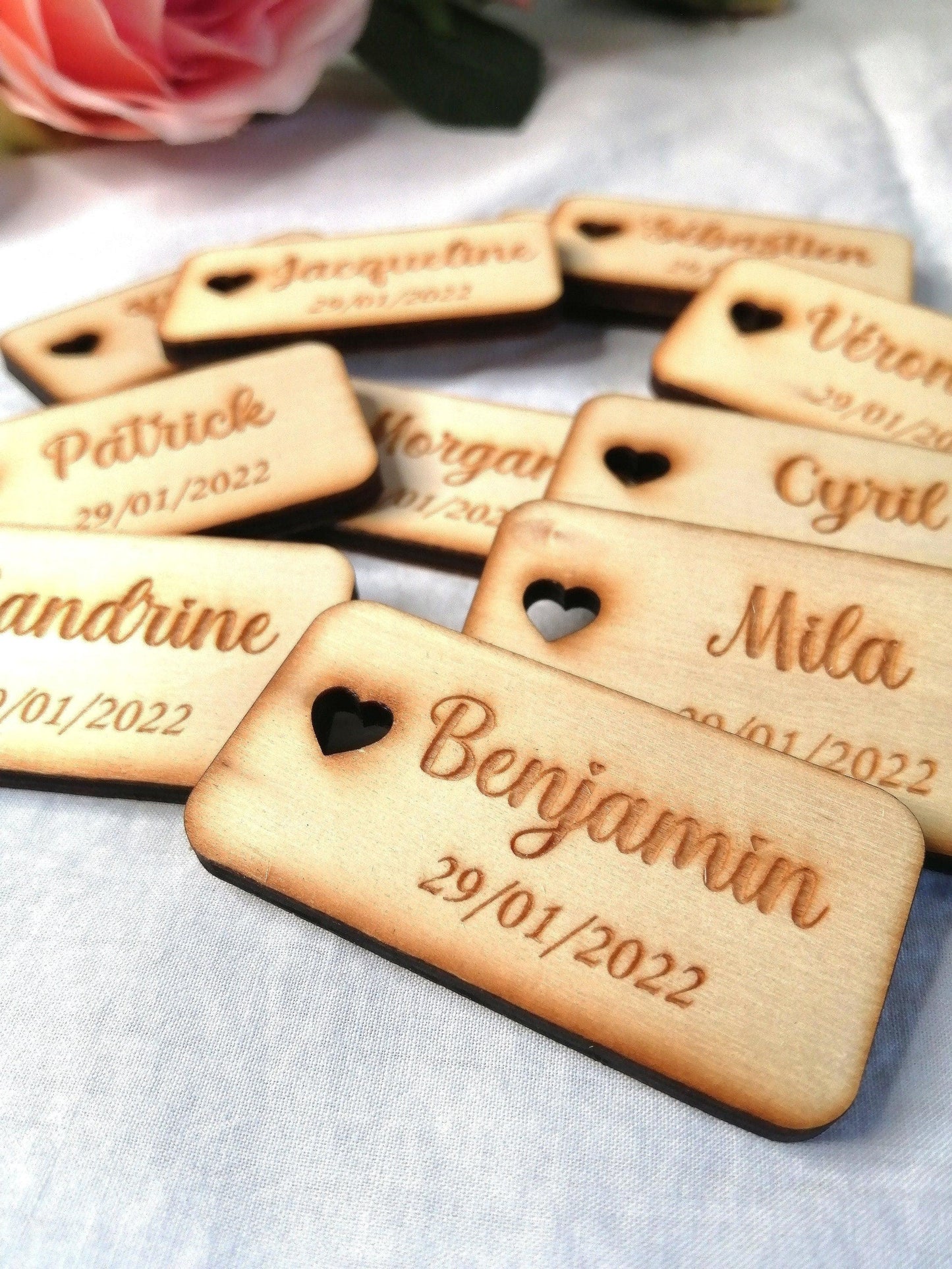 Marque place en bois étiquette - Atelier Eli'magine