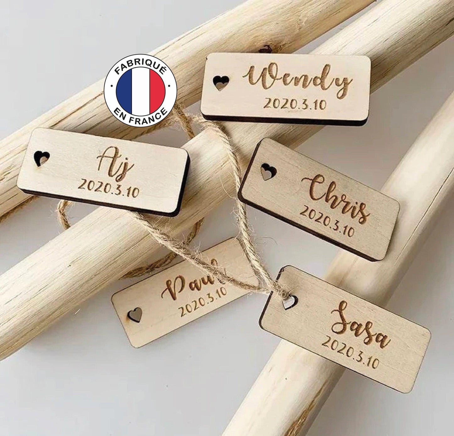 Marque place en bois étiquette - Atelier Eli'magine