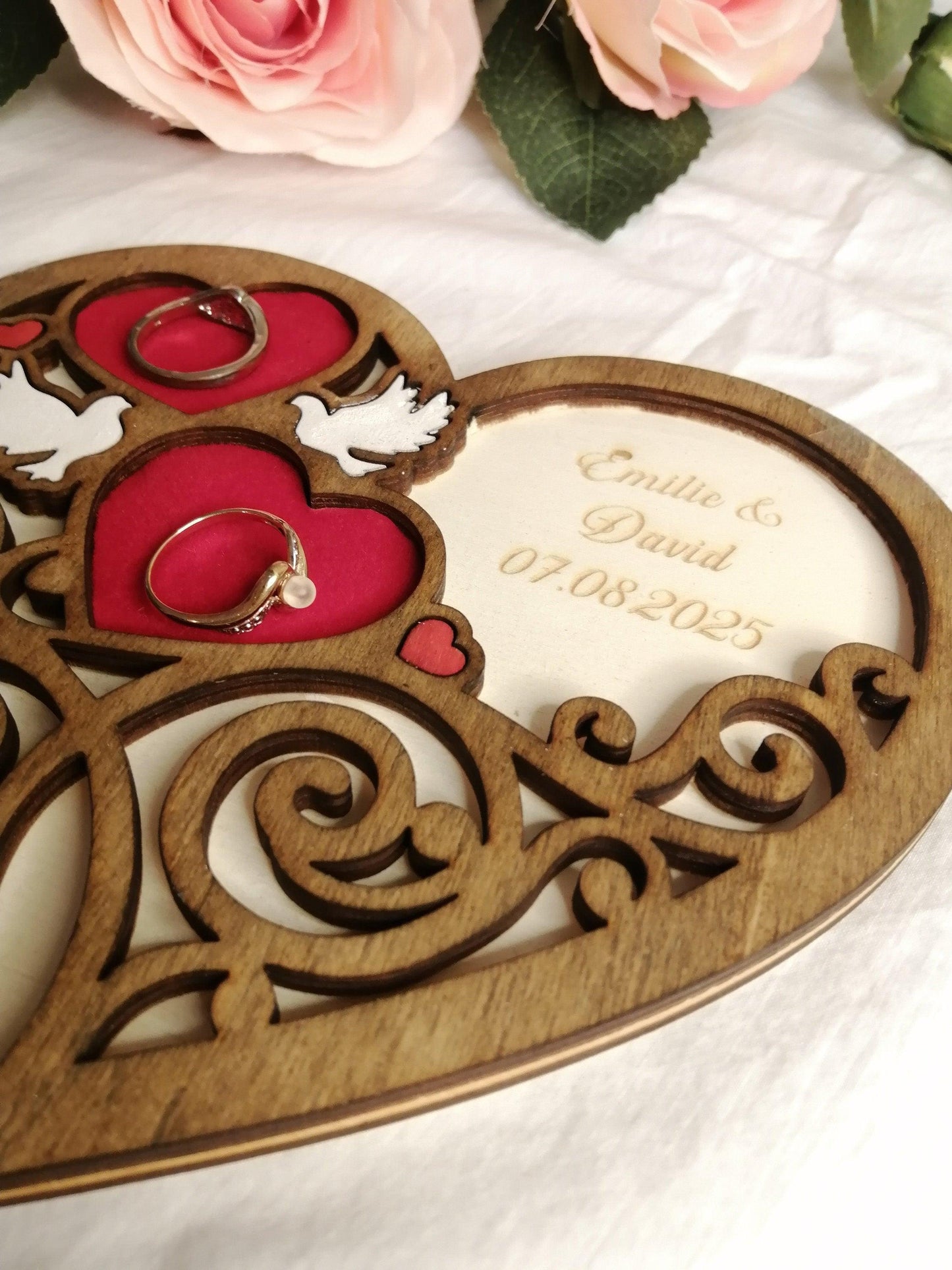 Porte alliances en bois Cœur personnalisé - Atelier Eli'magine