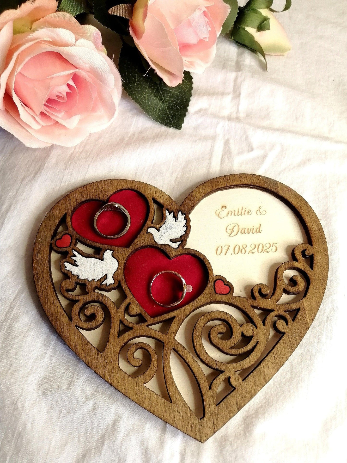 Porte alliances en bois Cœur personnalisé - Atelier Eli'magine