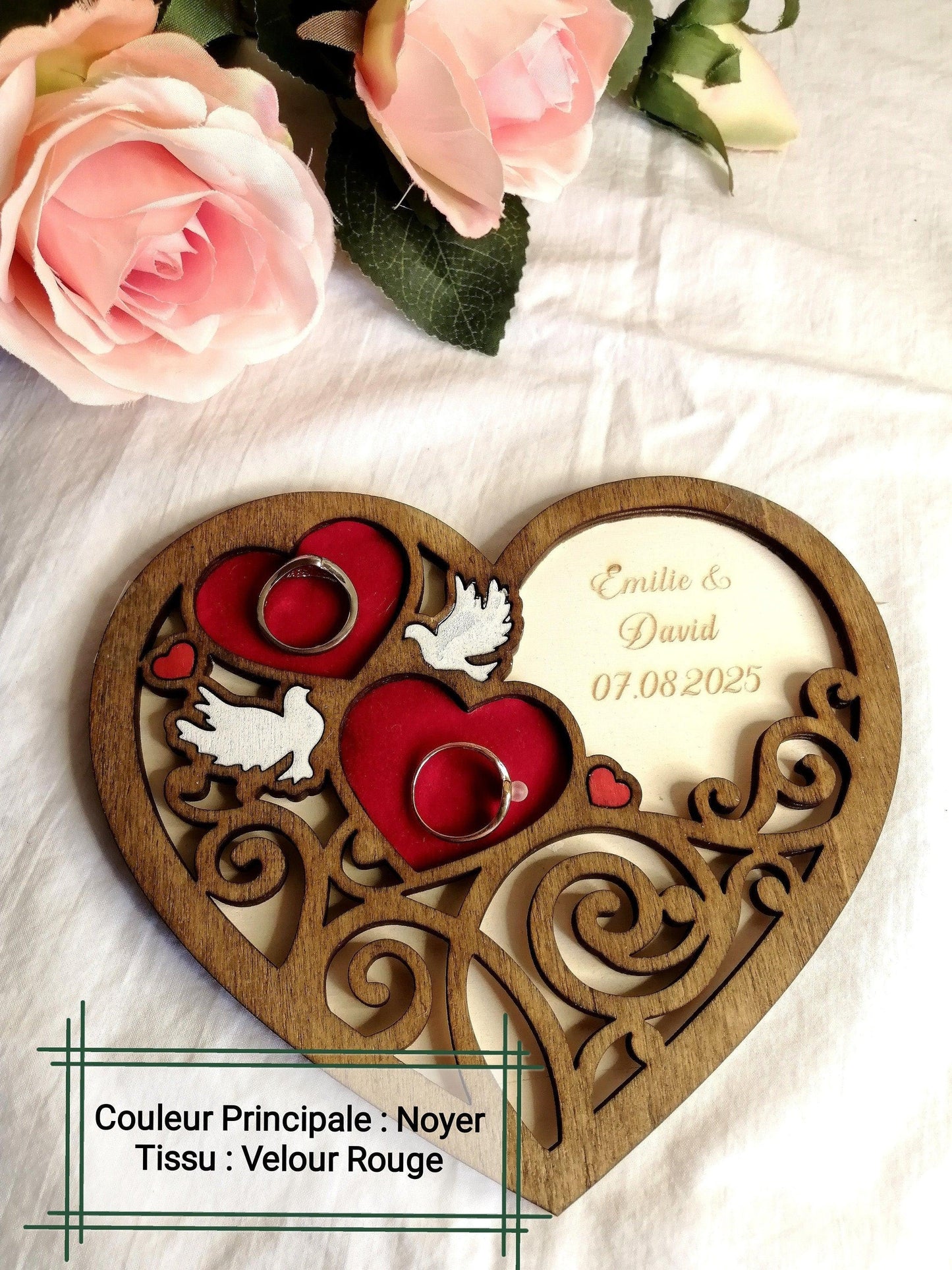 Porte alliances en bois Cœur personnalisé - Atelier Eli'magine