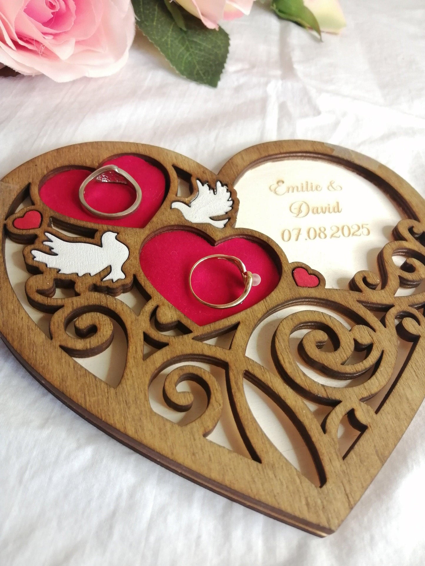 Porte alliances en bois Cœur personnalisé - Atelier Eli'magine