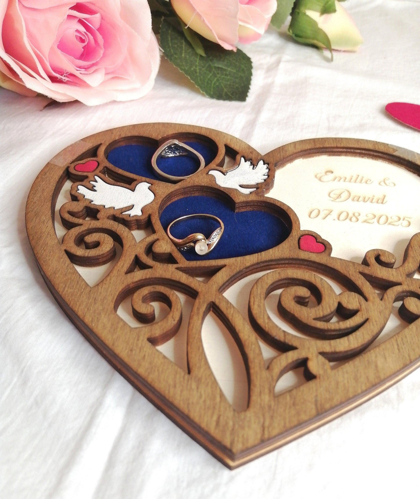 Porte alliances en bois Cœur personnalisé - Atelier Eli'magine