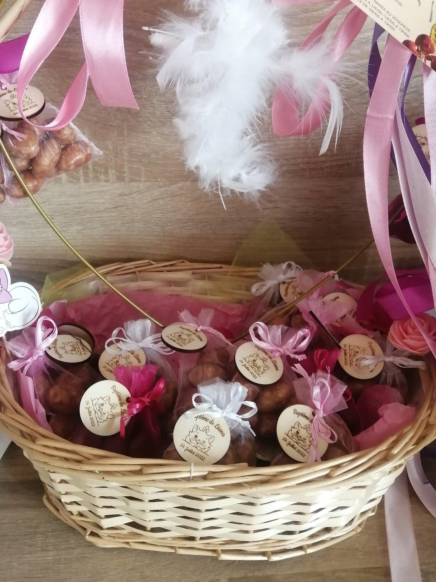 Etiquettes baptême en bois personnalisés - Atelier Eli'magine